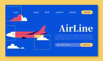 Free vector flat design airline service landing page template