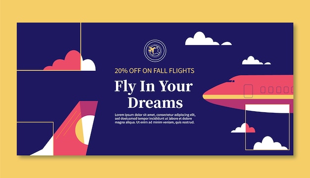 Flat design airline service sale banner template