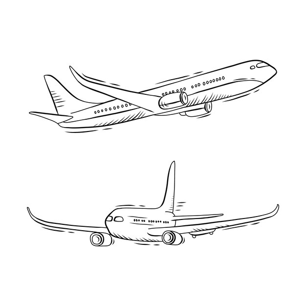 Flat design airplane outline illustration