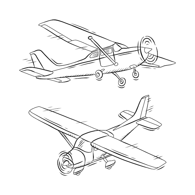 免费矢量平面设计飞机轮廓插图