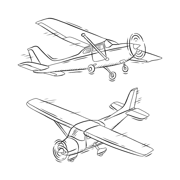 평면 디자인 비행기 개요 그림