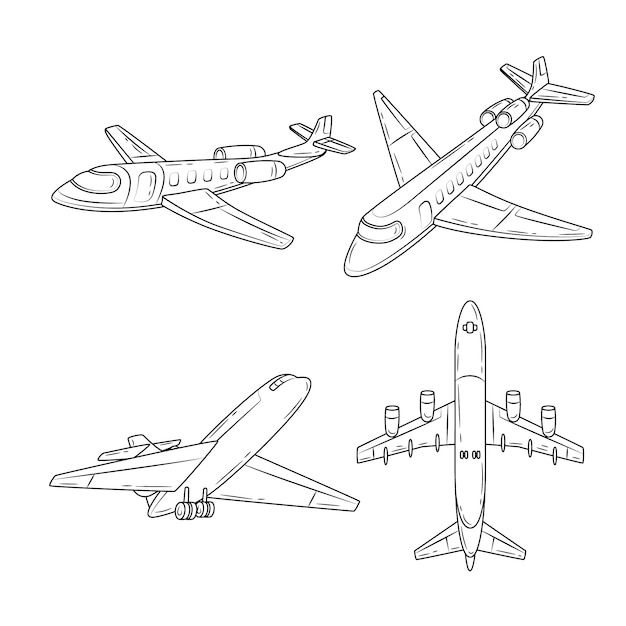 無料ベクター フラットなデザインの飛行機の概要図