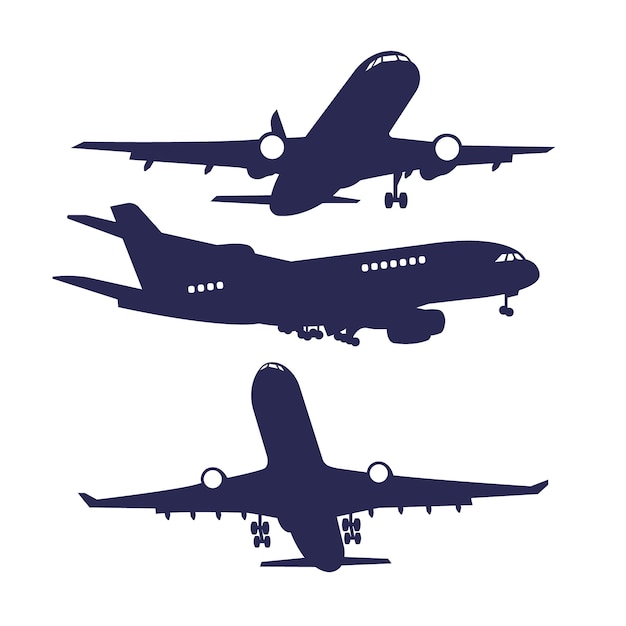 Flat design airplane silhouette illustration