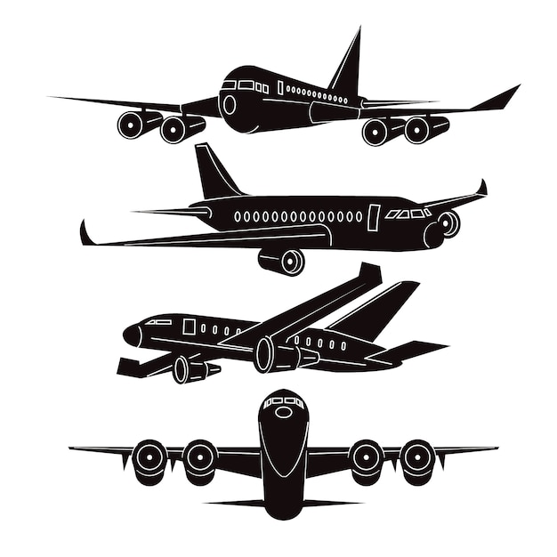 Illustrazione della siluetta dell'aeroplano di design piatto