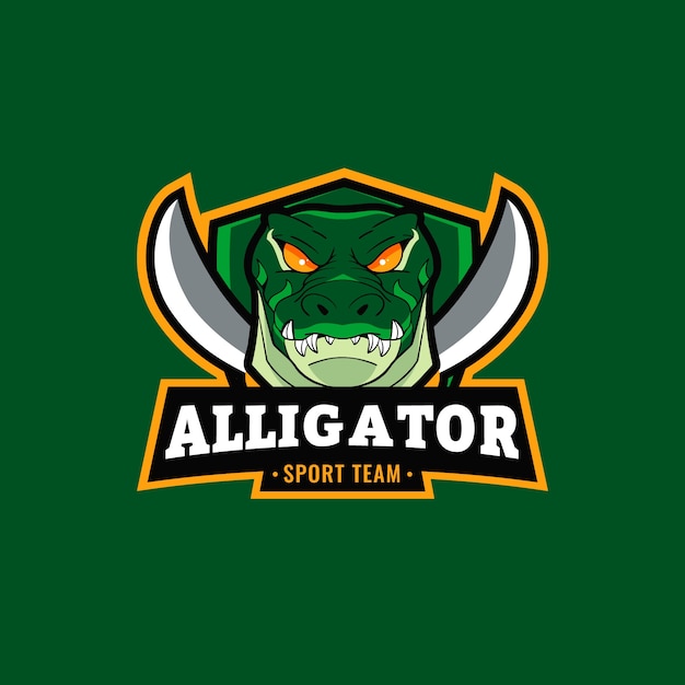 Шаблон логотипа аллигатора в плоском дизайне