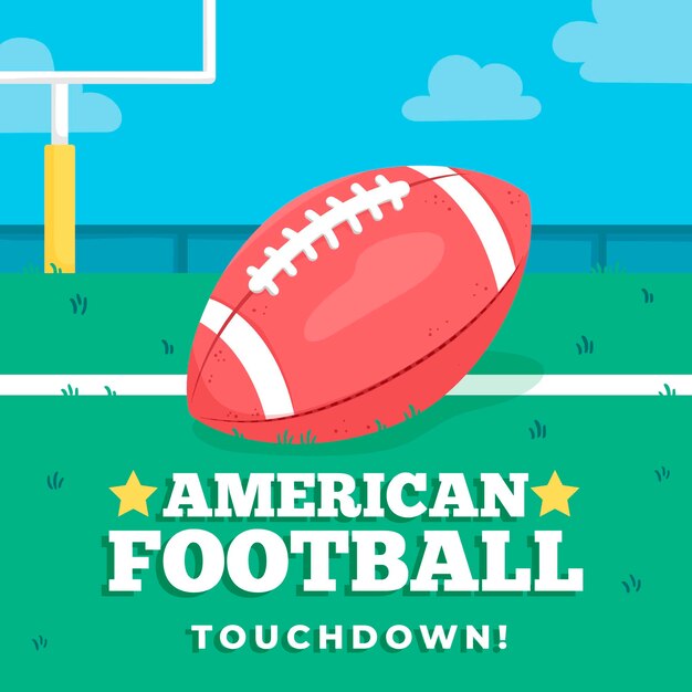 Flat design american ball on the field