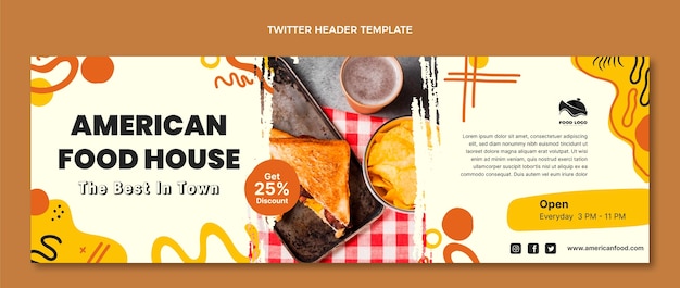 Free vector flat design american food twitter header