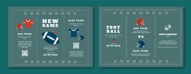 Flat design american football brochure template