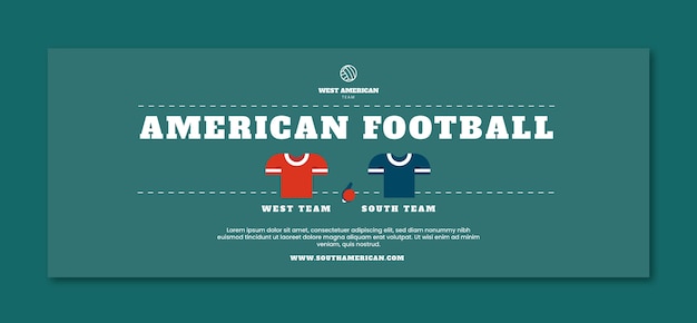 Vettore gratuito modello di copertina facebook di football americano design piatto
