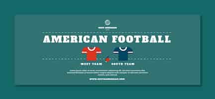 Free vector flat design american football facebook cover template