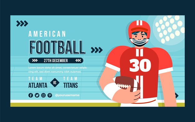 Flat design american football facebook post