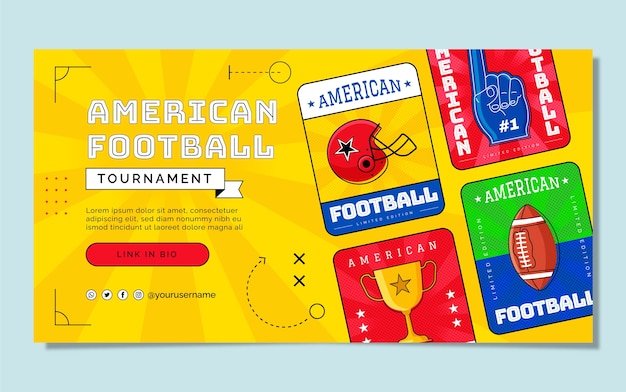 Vettore gratuito post di facebook di football americano di design piatto