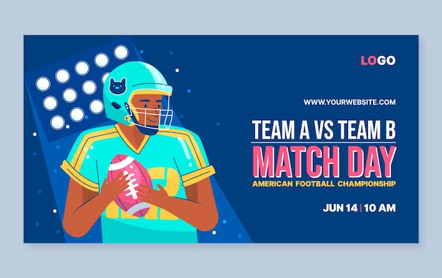 Flat design american football facebook post