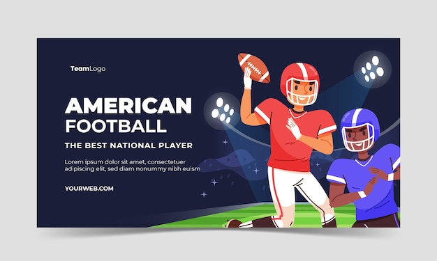 Modello di facebook di football americano di design piatto