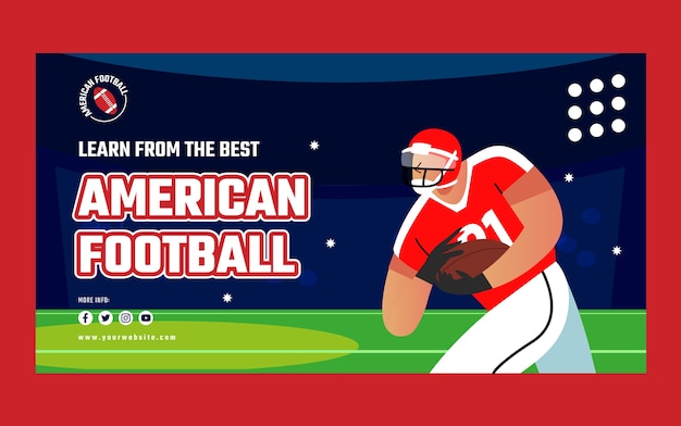 Modello di facebook di football americano di design piatto