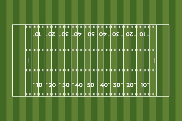 Flat design american football field in top view