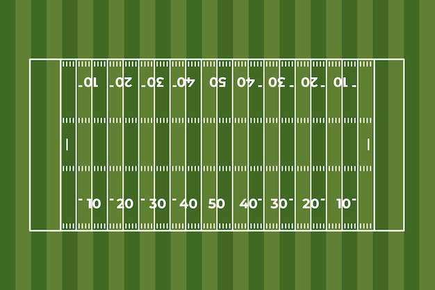 Flat design american football field in top view