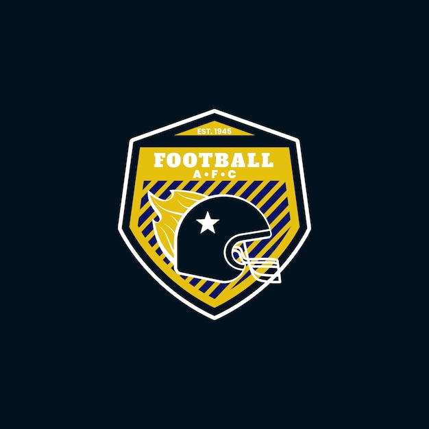 フラットなデザインのアメリカンフットボールのロゴのテンプレート