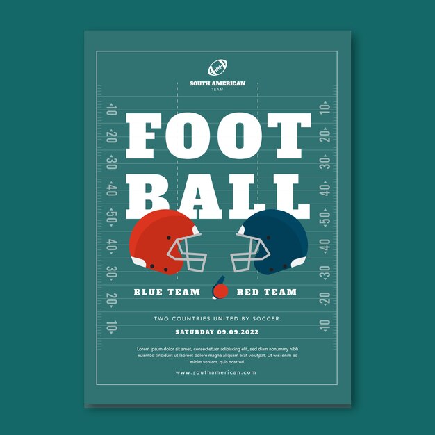 Flat design american football poster template