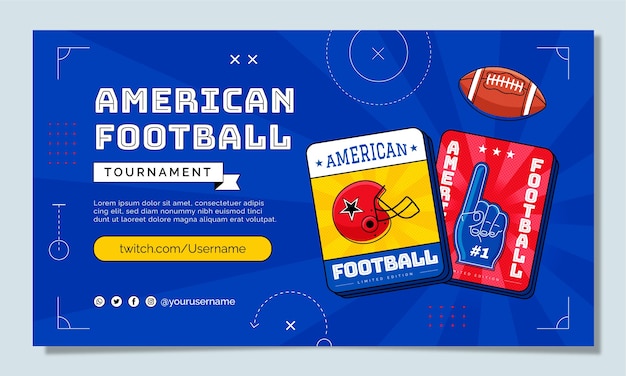 Flat design american football twitch background