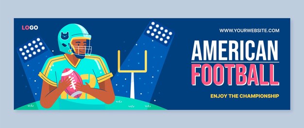 Free vector flat design american football twitter header