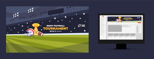 Бесплатное векторное изображение Плоский дизайн американского футбольного канала на youtube