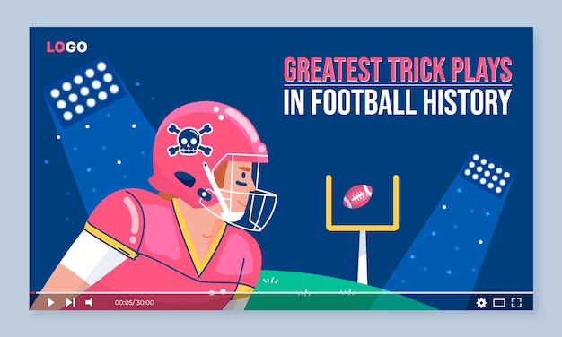 Flat design american football youtube thumbnail