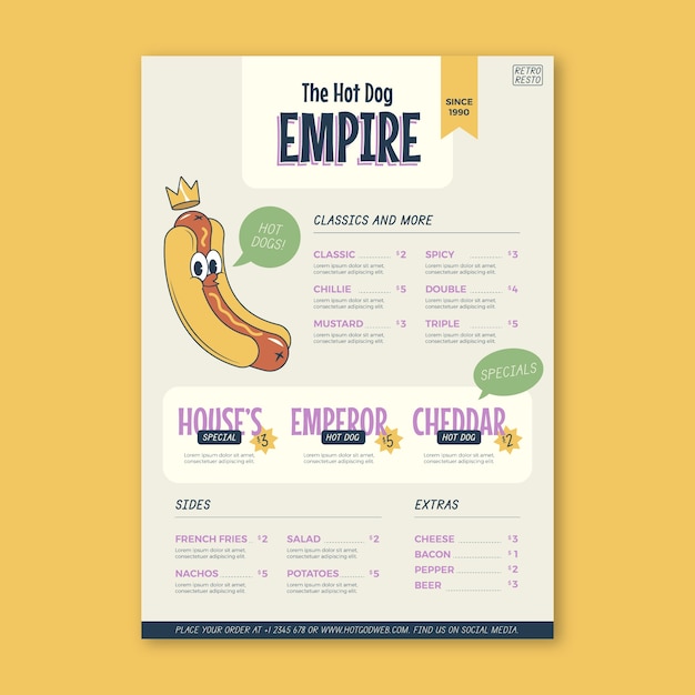 Flat design american retro style menu