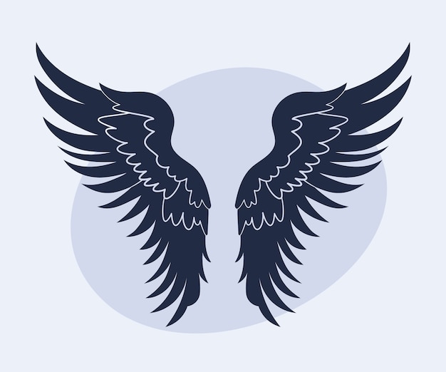 フラットなデザインの天使の羽のシルエット