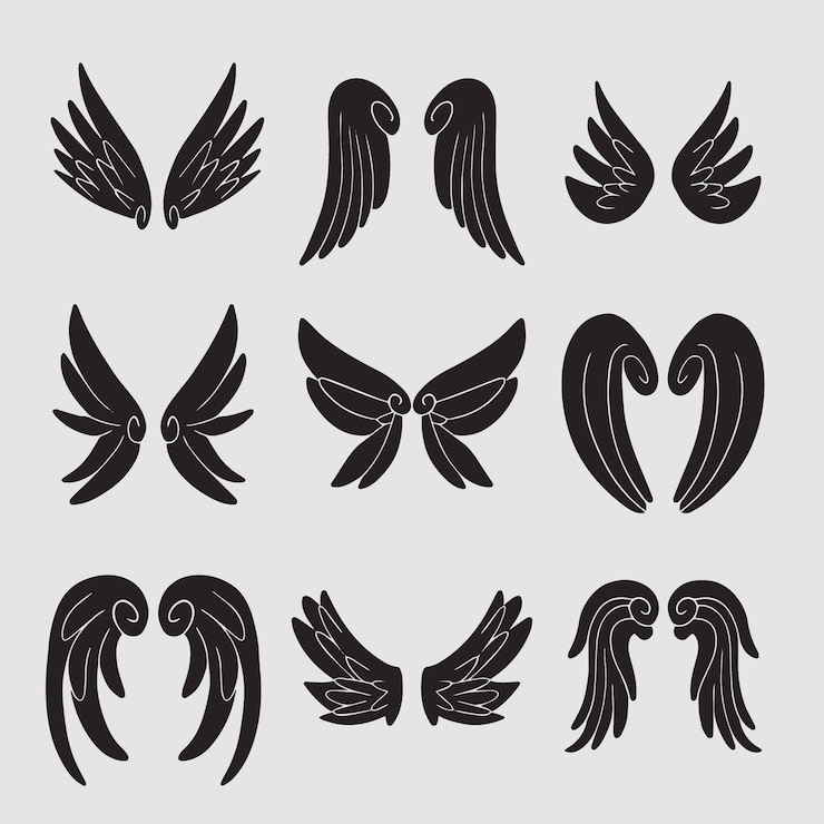 Free Vector flat design angel wings silhouette