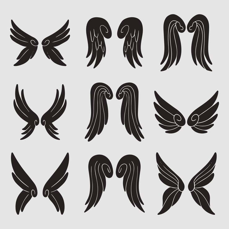 Free Vector flat design angel wings silhouette
