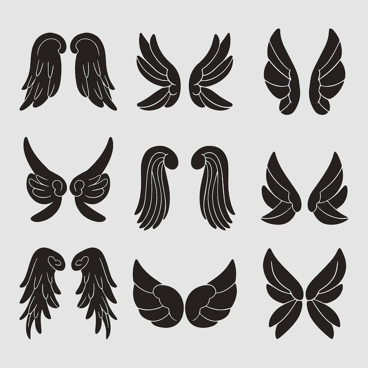 Free Vector flat design angel wings silhouette