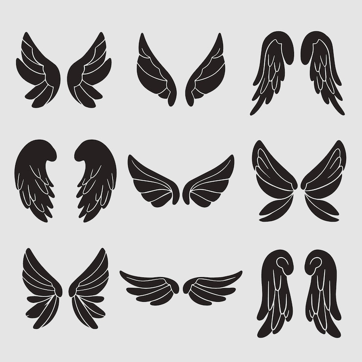 Free Vector flat design angel wings silhouette