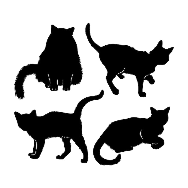 Бесплатное векторное изображение Набор силуэтов животных в плоском дизайне