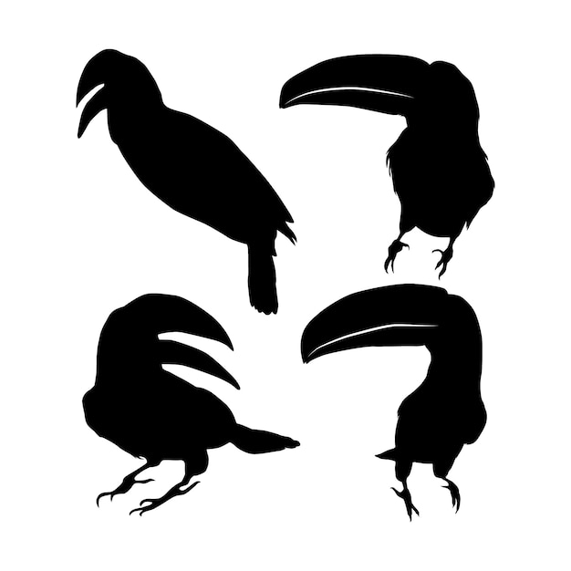 Flat design animal silhouette set