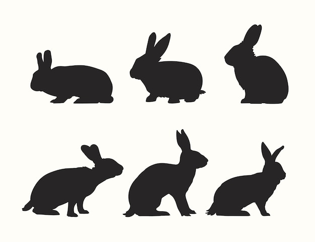 Flat design animal silhouette set