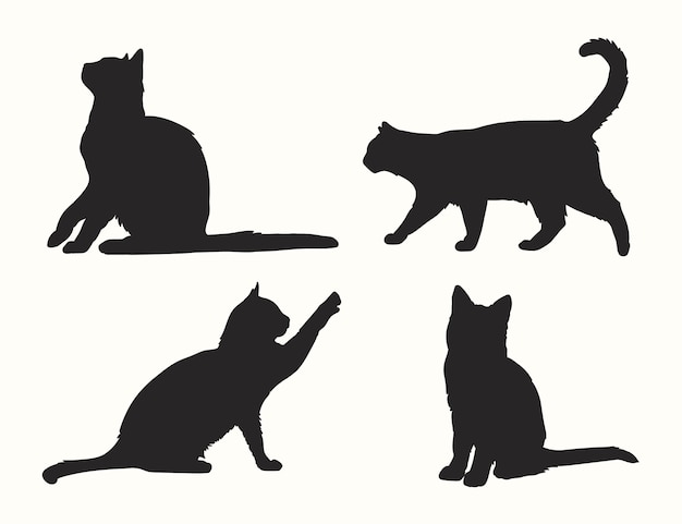 Flat design animal silhouette set
