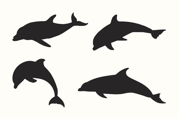 Flat design animal silhouette set