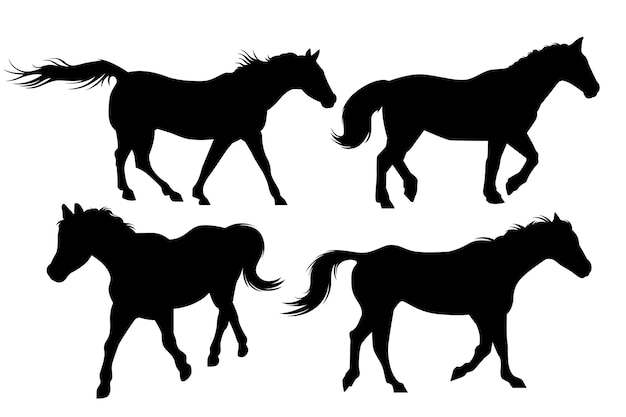 Flat design animals silhouette set