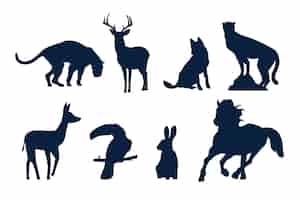 Free vector flat design animals silhouette set