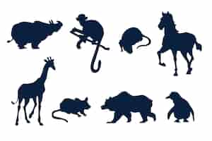 Free vector flat design animals silhouette set