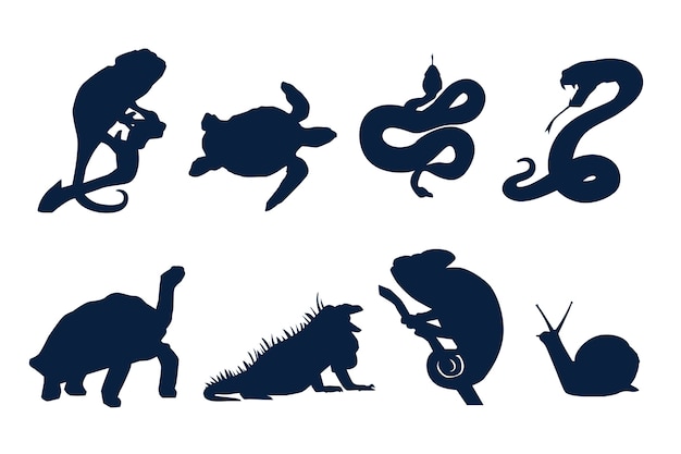 Flat design animals silhouette set