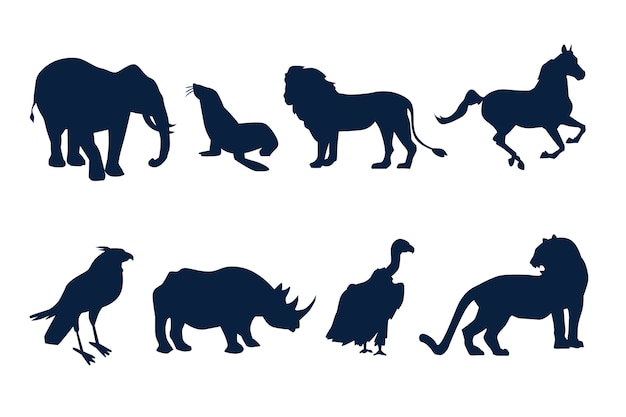 Free Vector flat design animals silhouette set