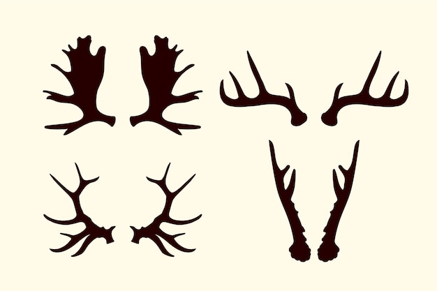 Flat design antler silhouettes