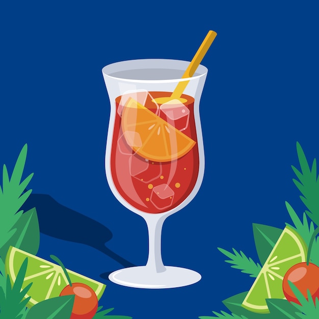 Flat design aperol spritz illustration