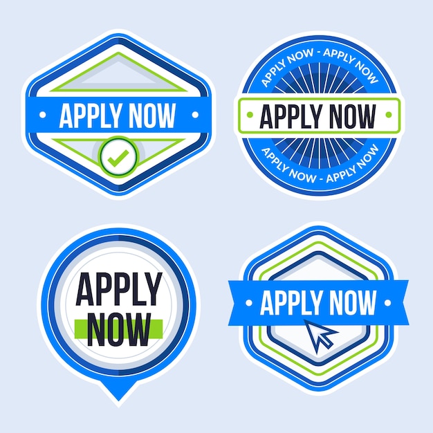 Free vector flat design apply now badges