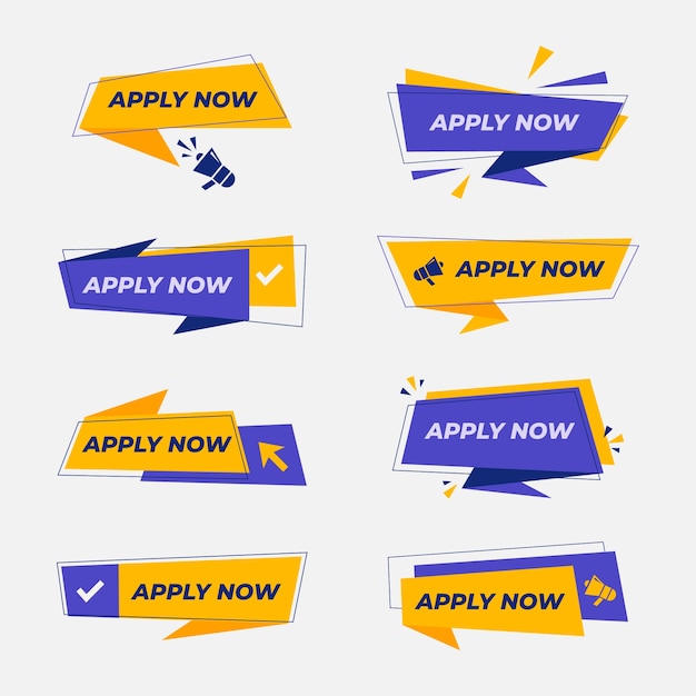 Flat design apply now collection