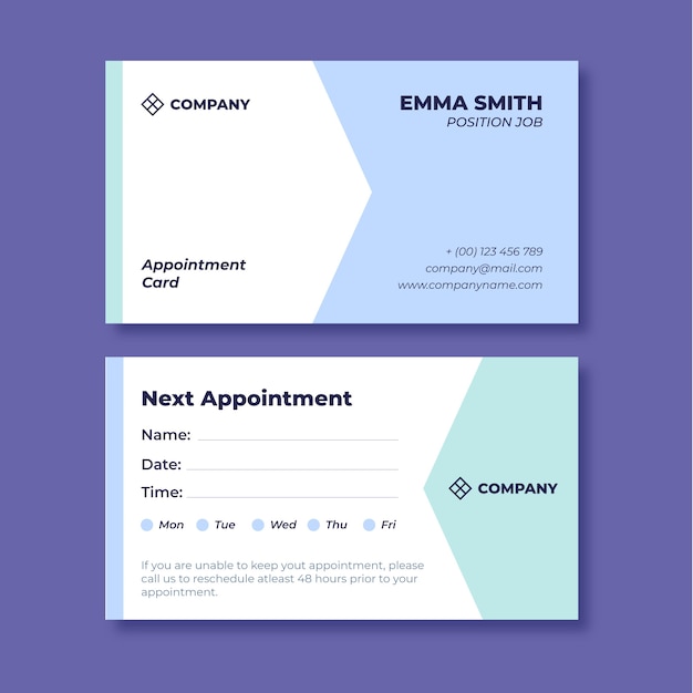 Free vector flat design appointment card template