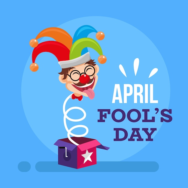 Плоский дизайн апрель дураков день иллюстрация с шутом