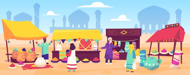 Free vector flat design arab bazaar